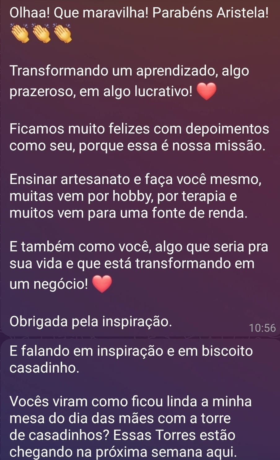 Depoimento de aluna — Biscoitos Mil Ideias